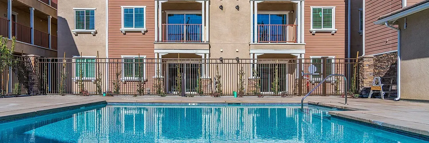 The pool at our student housing community in Riverside